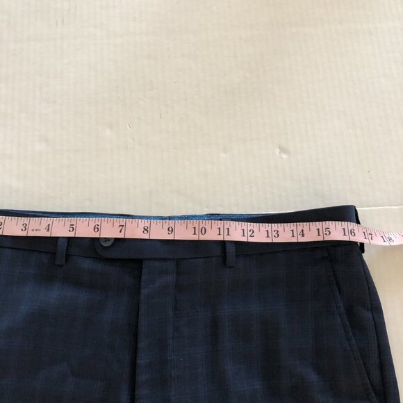 Original Penguin Men Navy Blue Plaid Pants Size 33W - 32L Party Office Wool - Picture 6 of 8